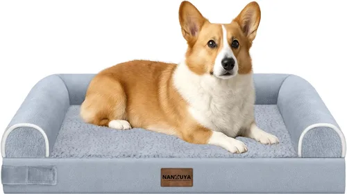 Vista 106 de Cama ortopédica lavable para perros pequeños: cama con cojines de apoyo para perros pequeños y gatos, cama impermeable de espuma tipo caja de Gris