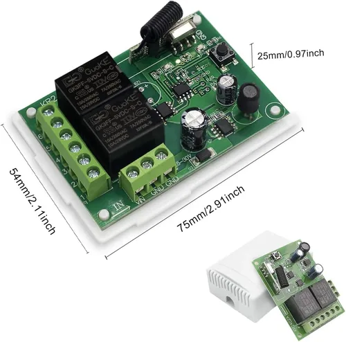 Vista 8 de QIACHIP DC 6V 12V 24V 2 canales 10A Relé inalámbrico Interruptor de control remoto, transmisor y receptor RF 433M con palanca momentánea bloqueada