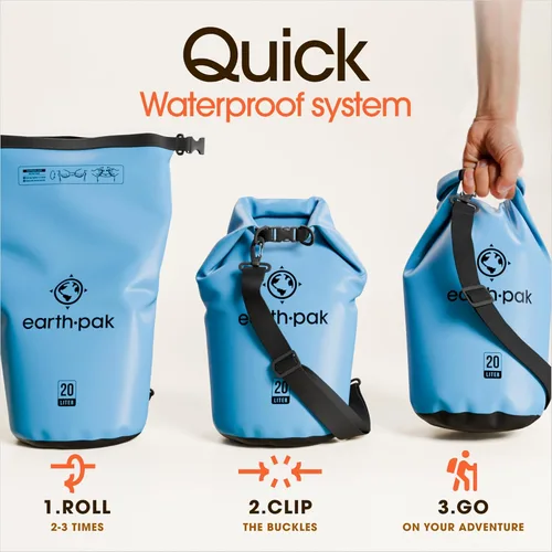Vista 38 de Earth Pak Bolsa Seca Impermeable - Mochila Impermeable de Cierre Enrollable Superior Mantiene el Equipo Seco para Kayak con Funda Impermeable