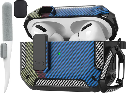 Vista 82 de Maxjoy Funda para AirPods Pro 3 2025, MagSafe compatible con bloqueo automático, funda protectora a prueba de golpes con soporte para teléfono Verde