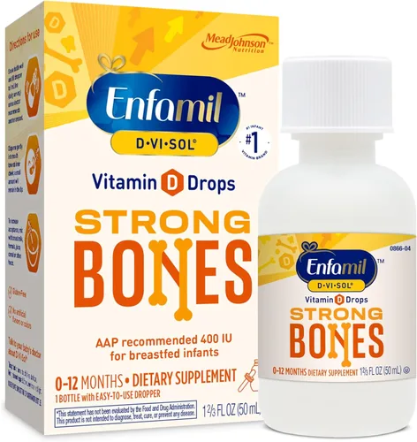 Enfamil - Gotas de suplemento líquido de vitamina D para bebés con vitamina D-Vi-Sol para bebés, apoyando dientes y huesos fuertes en bebés recién