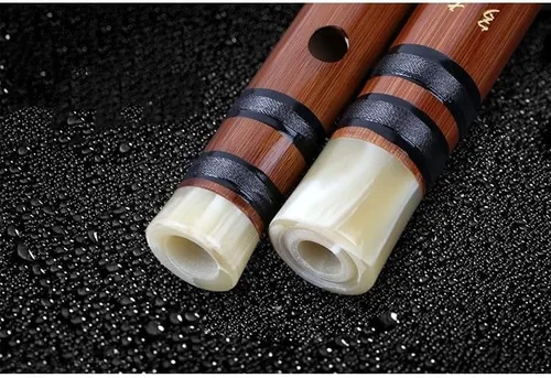 Vista 5 de LANDTOM Flauta Dizi Instrumento chino tradicional hecho a mano con membrana de bambú (llave C)