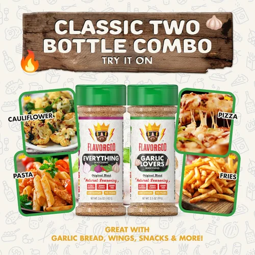 Vista 4 de Paquete Combo Clásico de 2 Conjunto de Regalo de Hierbas, Especias y Condimentos - Everything, Garlic Lovers - Mezcla de Especias Premium Totalmente
