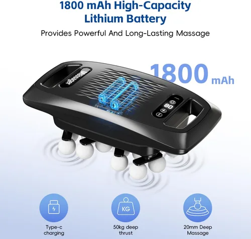 Vista 3 de cotsoco 20-Head Massage Gun Set, Deep Tissue Percussion Massager with 9 Modes and 9 Intensities, Quiet Handheld Muscle Massager for Back, Shoulders