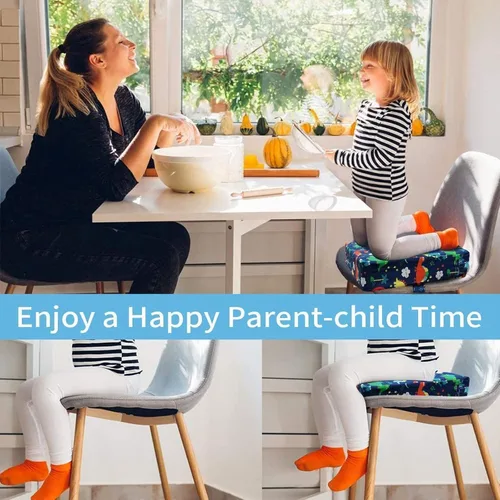 Vista 7 de Taeku Asiento elevador para mesa de comedor, silla elevadora portátil para niños pequeños, cojín creciente, almohadilla de asiento de dibujos