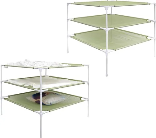 Vista 3 de Growsun Rejilla de secado de suéter de 6 capas apilable, malla de tela seca, verde (conector actualizado)