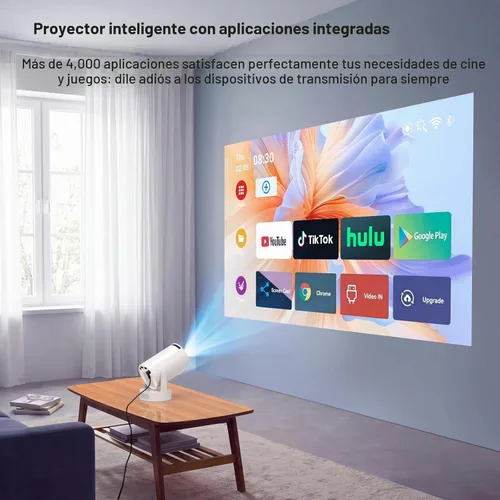 Vista 4 de Mini proyector, proyector portátil, soporte 4K y altavoz de 5 W Lvory Blanco-4