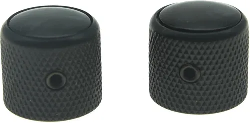 Vista 2 de KAISH Juego de 2 pomos de cúpula de guitarra con tapa de perla con tornillo de juego para guitarras Tele - Perillas negras para bajo