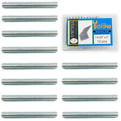 Vista 19 de 12 piezas de varilla totalmente roscada de zinc negro en carbono de acero con rosca larga de 1/4x2 para muebles, barandillas de jardín, montaje