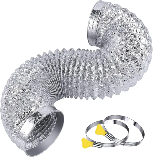 Vista 7 de Manguera de ventilación de secadora flexible de 4" de servicio pesado, manguera de conducto de escape de 6 pies, aluminio de lámina extra gruesa