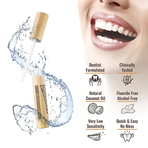 Vista 4 de Dr. Ginger - Lápiz blanqueador de dientes con aceite de coco – Brillo rápido para dientes y encías sensibles – Sabor menta, 0.35 oz – Mezclado