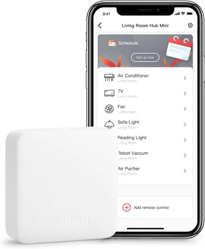 Vista 7 de SwitchBot Hub Mini control remoto inteligente - Control remoto universal IR, WiFi IR Blaster para TV, aire acondicionado, compatible con Alexa