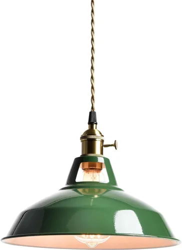 Vista 13 de CLAXY Luces Colgantes Industriales Blancas de Metal Estilo Granero con Interruptor E26, Lámpara de Techo Colgante para Cocina, Loft, Bar, Vestíbulo