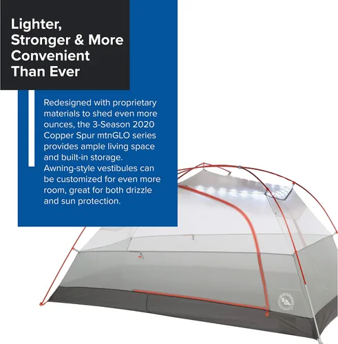 Vista 2 de Big Agnes Copper Spur HV UL - Tienda de campaña ultraligera para mochileros Ultralight high-volume design with awning vestibules, TipLok setup