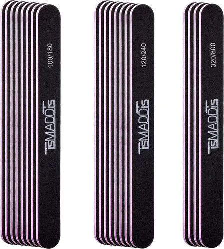 Vista 8 de TsMADDTs - Paquete de 20 limas de uñas de doble cara, lima de manicura de grano 100 180 para uñas artificiales acrílicas naturales para niñas