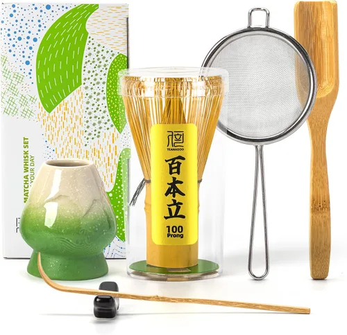 Vista 13 de TEANAGOO MA-01 Accesorio japonés para ceremonia de matcha, batidor de matcha (Chasen), cuchara tradicional (chashaku), cuchara de té, soporte