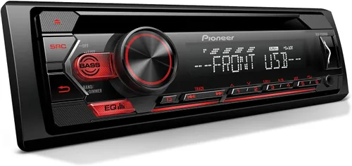 Pioneer DEH-S1200UB Receptor de CD de 1 DIN - USB, AUX, reproducción FLAC, radio AM/FM, salida de 50 W x 4, MIXTRAX, cara desmontable, ecualizador
