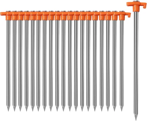 Cheardia Paquete de 10 Estacas de Tienda de Campaña Resistentes, Estacas de Patio de 9.75 Pulgadas de Metal Antioxidante Clavijas para Tienda