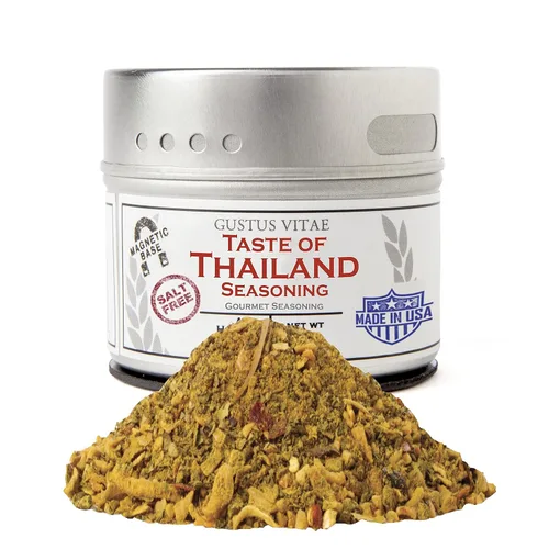 Condimento Sabor de Tailandia | Verificado Sin OGM | Lata Magnética | Mezcla de Especias | 1.4 oz | Elaborado en Pequeños Lotes por Gustus Vitae |