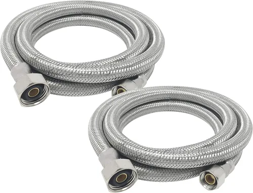 Vista 6 de PROCURU - Conector de manguera de grifo FIP de 12 pulgadas (1 pie) x 3/8 pulgadas Comp x 1/2 pulgadas, línea de suministro trenzada de acero