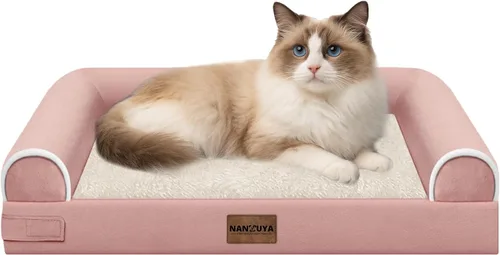 Vista 86 de Cama ortopédica lavable para perros pequeños: cama con cojines de apoyo para perros pequeños y gatos, cama impermeable de espuma tipo caja de Gris