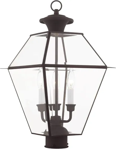 Vista 11 de Livex Lighting 2384-91 - Farol transitorio de tres luces post-top de Westover Collection en Pwt, Nckl, B/S, Slvr. acabado, 12.00 pulgadas
