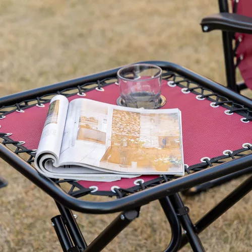 Vista 8 de Outsunny Juego de sillas Zero Gravity con mesa auxiliar, silla reclinable plegable con portavasos y almohadas, sillas de salón ajustables