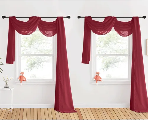 Vista 14 de NICETOWN Cenefa decorativa larga para ventana, cenefa de bufanda de boda, cortina de gasa para sala de estar, dormitorio, ceremonia