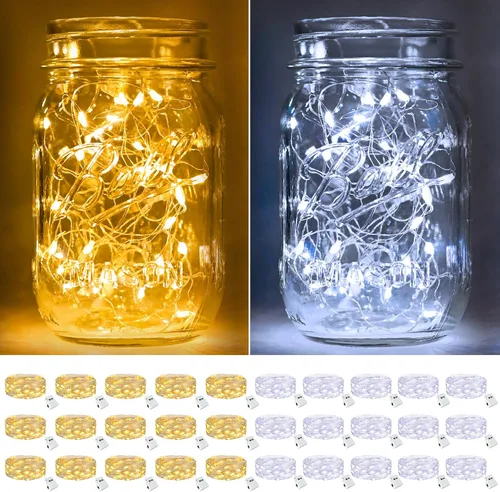 Vista 13 de btfarm Paquete de 12 luces de hadas que funcionan con pilas y 3 modos 2 colores.