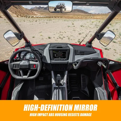 Vista 6 de RANSOTO Espejo retrovisor lateral UTV y espejo central para barra de 1.6 a 2 pulgadas, compatible con Polaris RZR Ranger Can-Am Maverick Commander