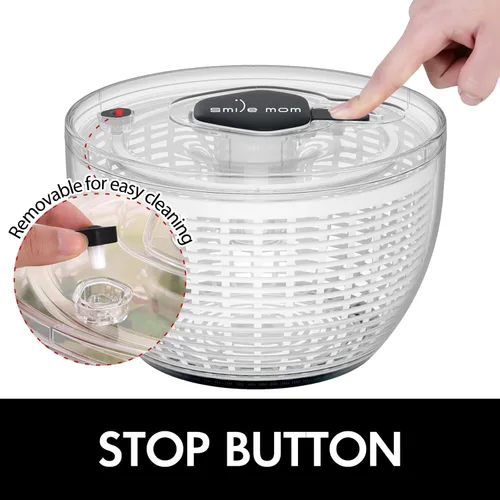 Vista 3 de Smile mom Centrifugadora de Ensalada Grande Centrifugadora de Lechuga Accesorios de Cocina, Centrifugadora de Ensalada Grande Lavadora de Verduras
