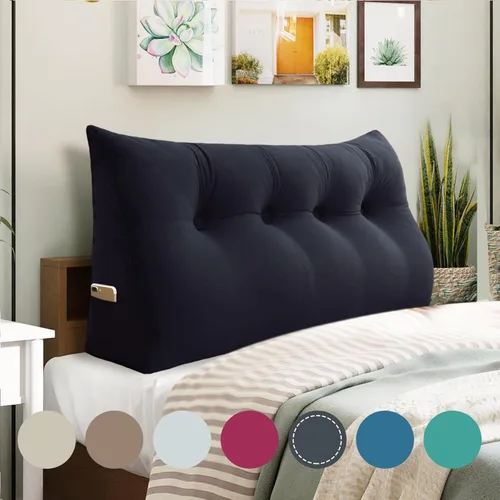 Vista 64 de Almohada de cuña doble gruesa de 8 libras para cabecero de dormitorio universitario, almohada de cuña de terciopelo con respaldo triangular