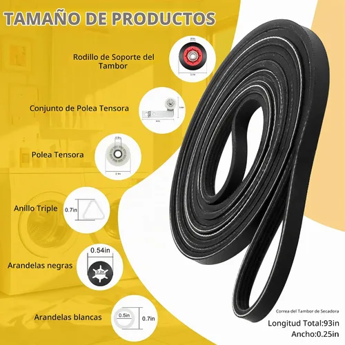 Vista 3 de AGM75510755 Kit de reparación de secadora compatible para secadoras LG Negro