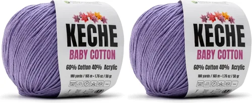 Vista 92 de Keche Hilo de Algodón, 60% Algodón 40% Hilo Acrílico, Hilo de Algodón Suave para Crochet y Tejer, Hilo Amigurumi 1 Madeja/Bola 1.76 Oz (50g) / 180