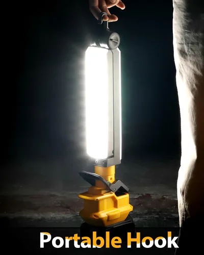 Vista 5 de DTEZTECH Luz de 20 V para batería de iones de litio Dewalt de 20 V, linterna de 30 W 2400 lúmenes con ganchos y clips de montaje integrados, luz