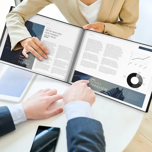 Vista 5 de Dunwell - Libro de presentación Landscape 9x12, (Negro, Horizontal), Carpeta de 24 bolsillos con fundas de plástico, muestra 48 páginas de 9 x 12