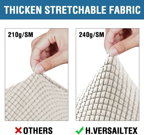 Vista 4 de H.VERSAILTEX Fundas elásticas para sofá de 3 cojines, paquete de 2 fundas de sofá biplaza, marfil