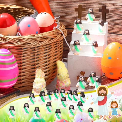 Vista 3 de Sumind 50 Piezas Figuras Pequeñas de Jesús Figuras de Navidad Mini Figuras de Jesús de Bolsillo a Granel Diseño Original para Navidad Escondite