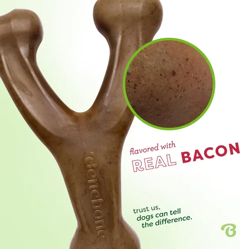Vista 2 de Benebone Wishbone - Juguete masticable duradero para perros para masticadores agresivos, fabricado en Estados Unidos, gigante, sabor a tocino real