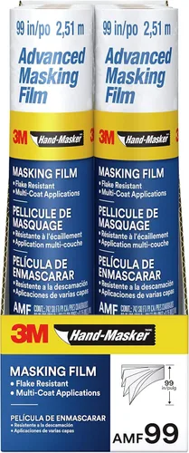 3M Hand Masker - Película de enmascaramiento avanzada, 8 rollos, 99 pulgadas x 90 pies, adherencia estática mantiene la película en su lugar, evita