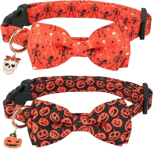 Vista 10 de ADOGGYGO Collares de Navidad para Perros con Corbatín, Collar Ajustable de Navidad para Mascotas con Corbatín Rojo Verde, Collares de Navidad