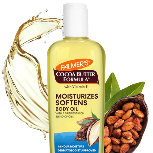 Palmer's Aceite corporal hidratante de mantequilla de cacao con vitamina E, brillo radiante y hidratación de la piel, absorción instantánea, para