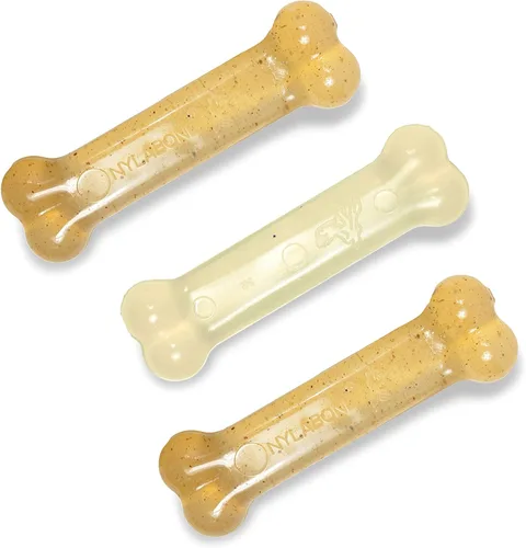 Vista 13 de Nylabone Original Bone Flexi - Paquete económico de juguetes masticables para perros, juguetes duraderos para masticadores moderados, hueso