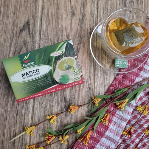 Vista 2 de Hanan Peruvian Secrets Matico (hierba de soldado) Hierba de soldado 100% natural 25 bolsas de té Ayuda con irregularidades menstruales