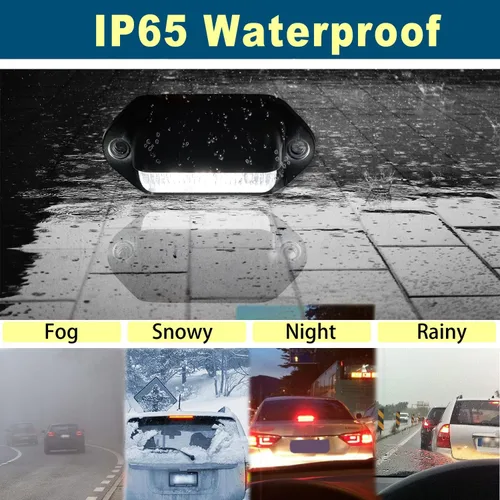 Vista 5 de 2 luces LED ámbar amarillas para placa de matrícula, 12V-24V DC impermeable 6-SMD lámpara de placa de matrícula luz trasera, para camión SUV