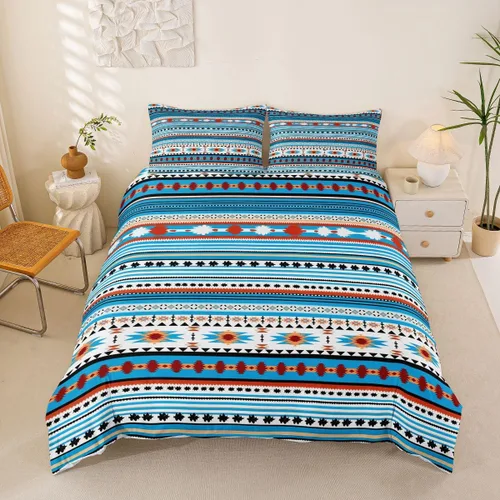 Vista 61 de Erosebridal Juego de funda de edredón estilo bohemio occidental tamaño individual, diseño de vaca atrapasueños del suroeste, juego de ropa de cama