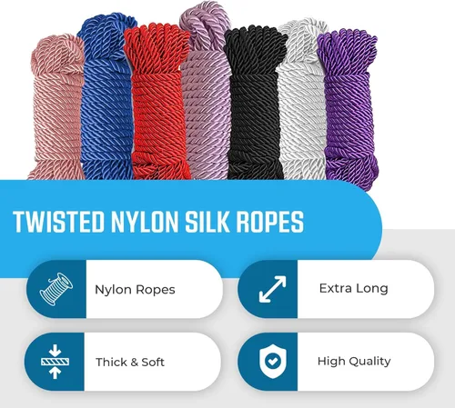 Vista 3 de Cuerda de seda suave trenzada sólida, 32.8 ft, duradera y fuerte, cuerda multiusos para hilo (marrón)