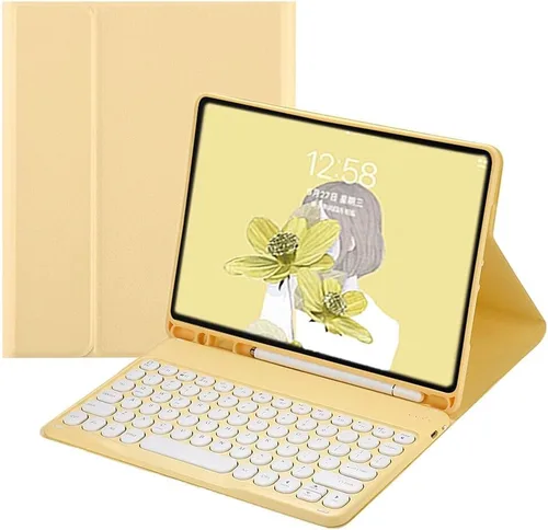 Vista 11 de Funda de teclado para iPad 6ª 5ª generación 9.7 pulgadas Air 2 Pro 9.7 linda llave redonda inalámbrica desmontable BT Color teclado cubierta