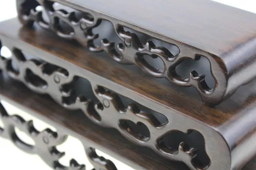 Vista 6 de Muebles orientales chinos negro palisandro sólido mahagony ébano soporte de madera base de madera rectangular forma pedestal con tallado