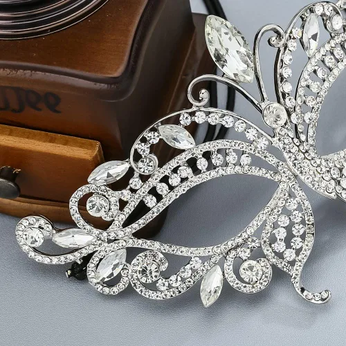 Vista 6 de Máscara de ojos de mascarada con diamantes de imitación para novia, fiesta